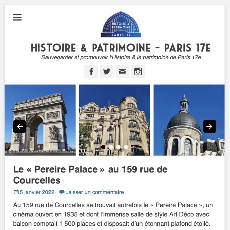 Site de l'association Histoire et Patrimoine du 17e
