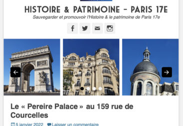 page d'accueil du site de l'association histoire et patrimoine paris 17ème